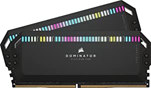 Corsair DOMINATOR PLATINUM RGB DDR5 32GB (2x16GB) 5600MHz C36 Intel Optimized Desktop Memory (Onboard Voltage Regulation, Patented CORSAIR DHX Cooling, 12 Ultra-Bright CAPELLIX RGB LEDs) Black 5600 MHz 32GB (2x16GB) Black