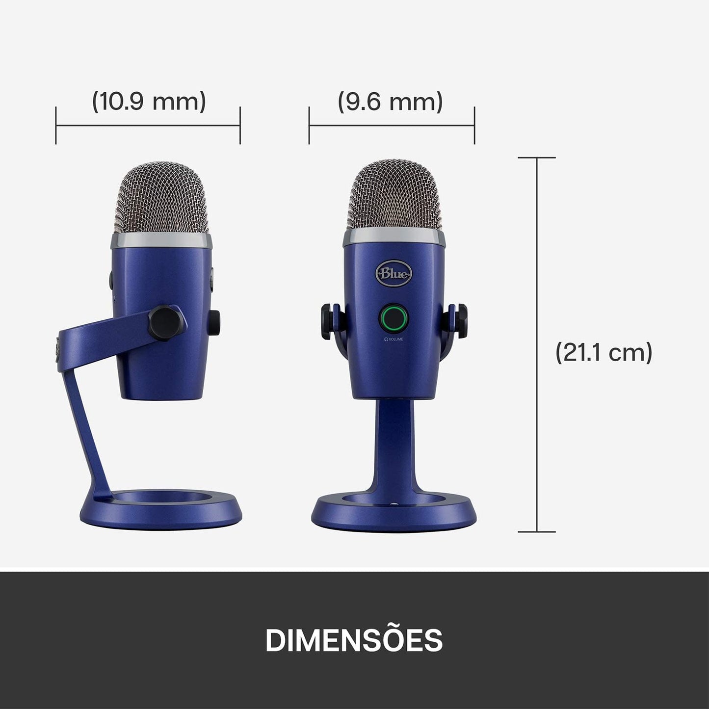 Blue microphones Blue Yeti Nano Premium USB Microphone for Recording, Streaming, Gaming, Podcasting on PC and Mac, Condenser Mic with Blue VO!CE Effects, Cardioid and Omni, No-Latency Monitoring - Vivid Blue Vivid Blue Microphone