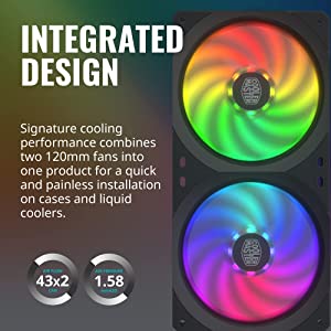 Coolermaster Cooler Master MasterFan SF240R ARGB Integrated Fan, ARGB Customizable Lighting, Cable Management, 240mm PWM Control for PC Case, Liquid and Air Cooler (MFX-B2D2-18NPA-R1) SF240R ARGB 240mm Integrated