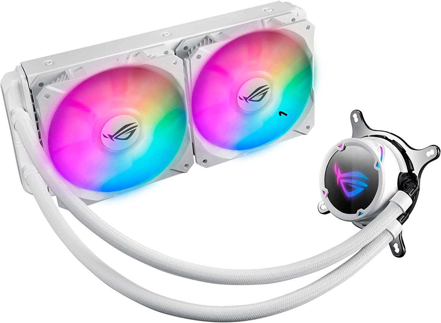 ASUS ROG Strix LC 240 RGB White Edition All-in-one Liquid CPU Cooler with Aura Sync RGB, and Dual ROG 120mm addressable RGB Radiator Fans STRIX LC RGB White Edition 240mm