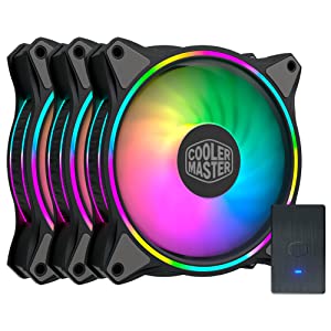 Cooler Master MasterFan MF120 Halo 3in1 Duo-Ring ARGB 3-Pin Fan, 24 Independently LEDS, 120mm PWM Static Pressure Fan, Absorbing Pads for Computer Case &amp; Liquid Radiator 120mm 3n1 ARGB Halo Fan