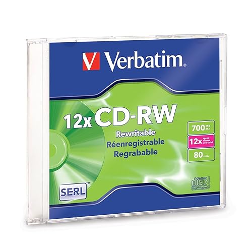 Verbatim CD-RW, 700MB, 4X-12X High Speed, Branded Surface, 1/PK Slim Case